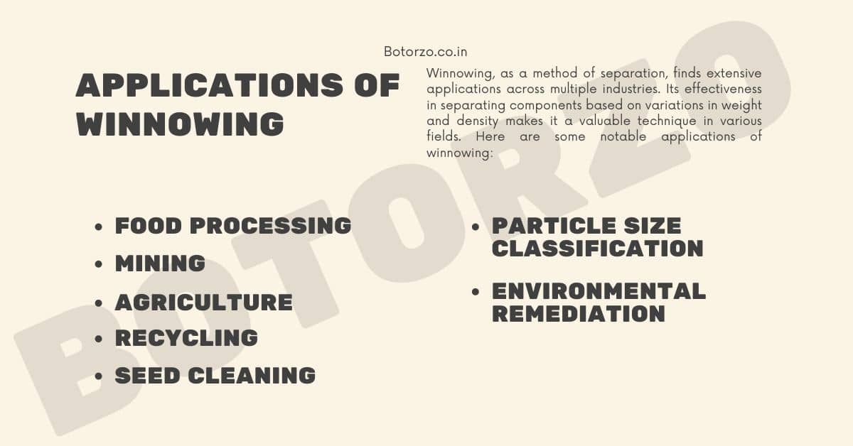 Applications of Winnowing method of separation